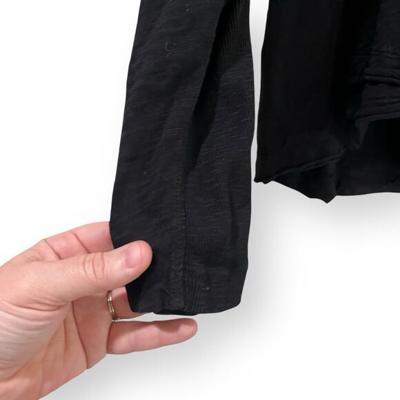 Wilt WomensLong Sleeve Mock Layer Tee Black Small Raw Hem V-Neck Cotton Slub USA - Picture 3 of 10